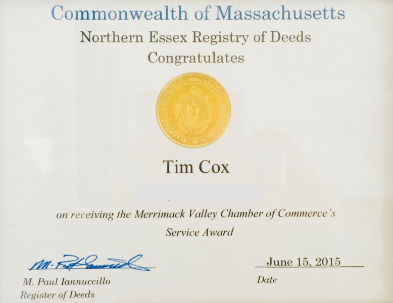 Merrimack Valley Chamber of Commerce's Service Award
